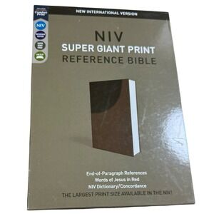 NIV Super Giant Print Reference Bible 16.5pt Comfort Print Chocolate Leathersoft